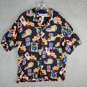 Vintage Utility Brand Hawaiian Beach Sun Button Shirt Size Large